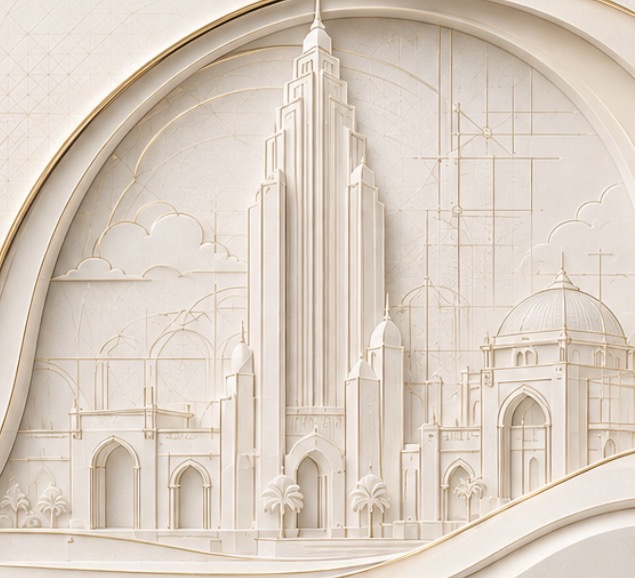 رسم معماري هندسي ثلاثي الأبعاد
